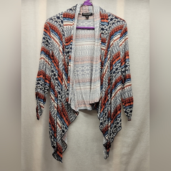 About a Girl Open Front Cardigan Size Medium Multicolored Pattern - Picture 4 of 6
